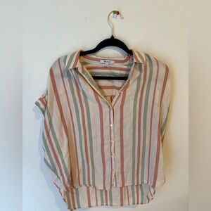 Madewell Striped Button up short sleeve size M
